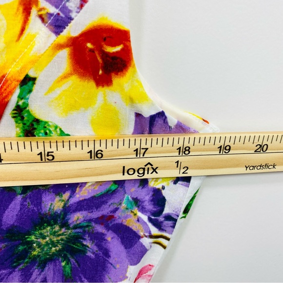 Robbie Bee Sundress Dress Women 10 Ivory Yellow Floral New Sleeveless Belted - Picture 9 of 10